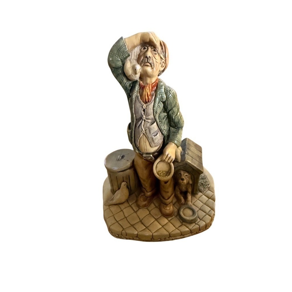 Naturecraft Late Homer Figurine Man Doghouse Dove Whimsical Vintage‎ England